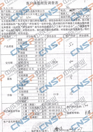中成泵業(yè)2015年度客戶(hù)滿(mǎn)意度調(diào)查展示